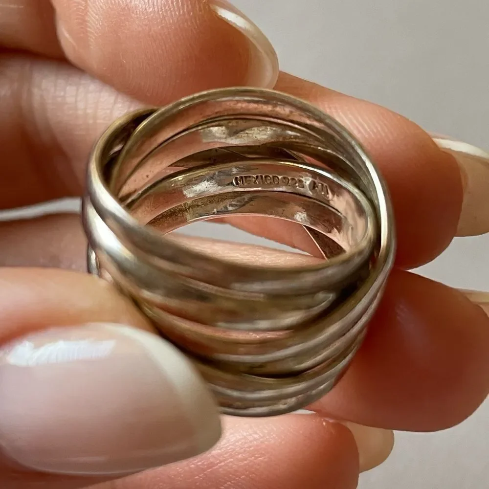 Silver Multi-Band Woven Ring M377